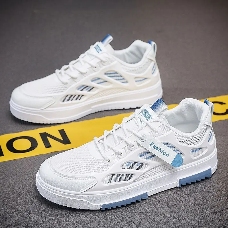 Hot men's shoes for sports summer breathable white men's mesh men's trendy and versatile casual trendy shoes mesh shoes sports shoes