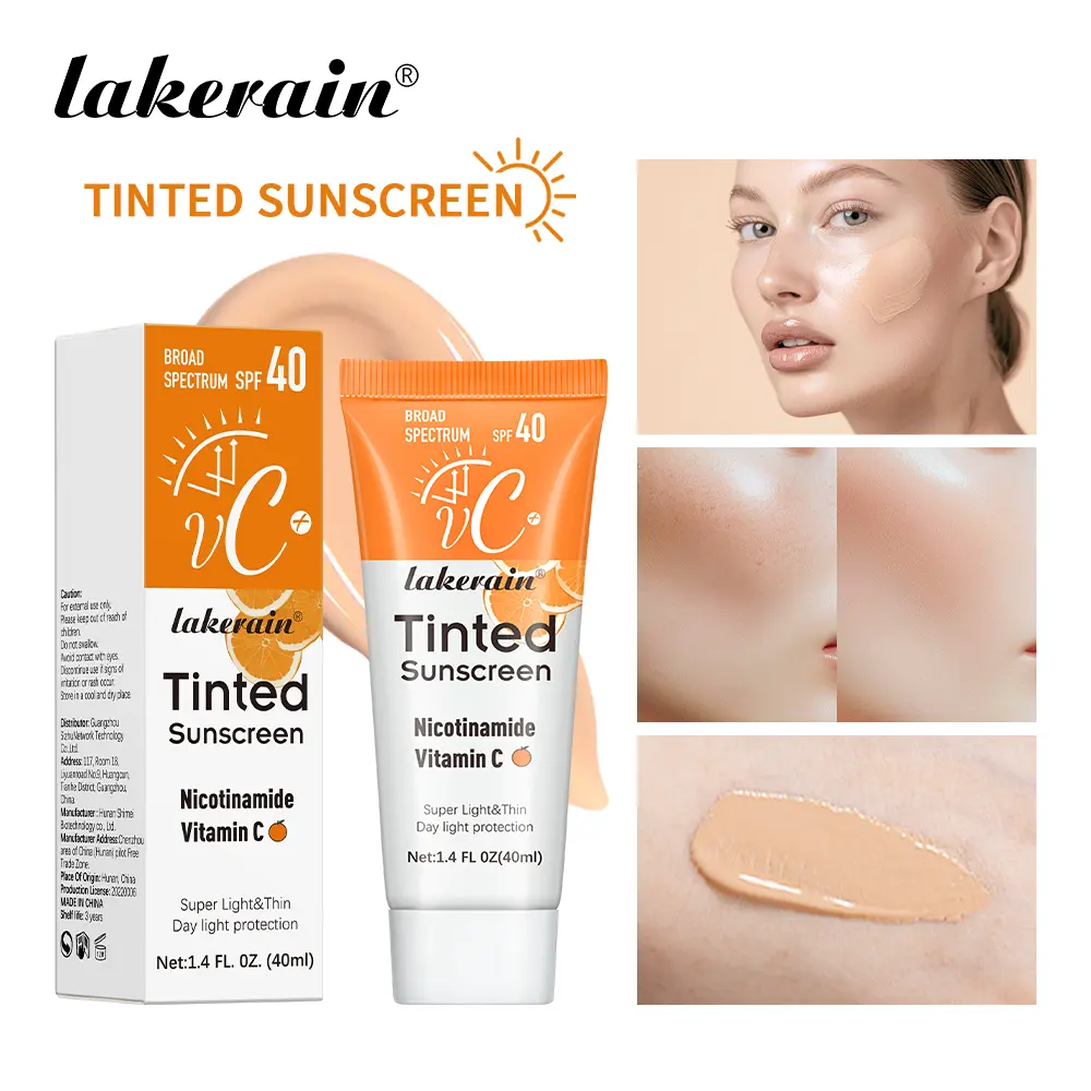 Vitamin C Tinted Sunscreen With SPF 40 Hydrating Mineral Sunscreen With Zinc Oxide & Titanium UV Protectio Dioxide Healthy Glow Facial Skincare