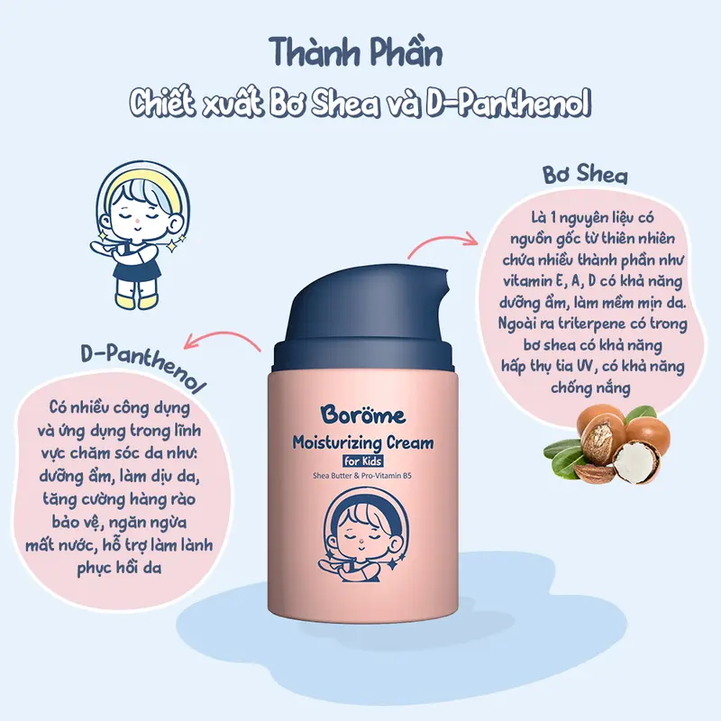 Kem chống nắng, Kem dưỡng ẩm, Sữa rửa mặt dạng bọt cho bé Borome thành phần lành tính, an toàn, dịu nhẹ 3