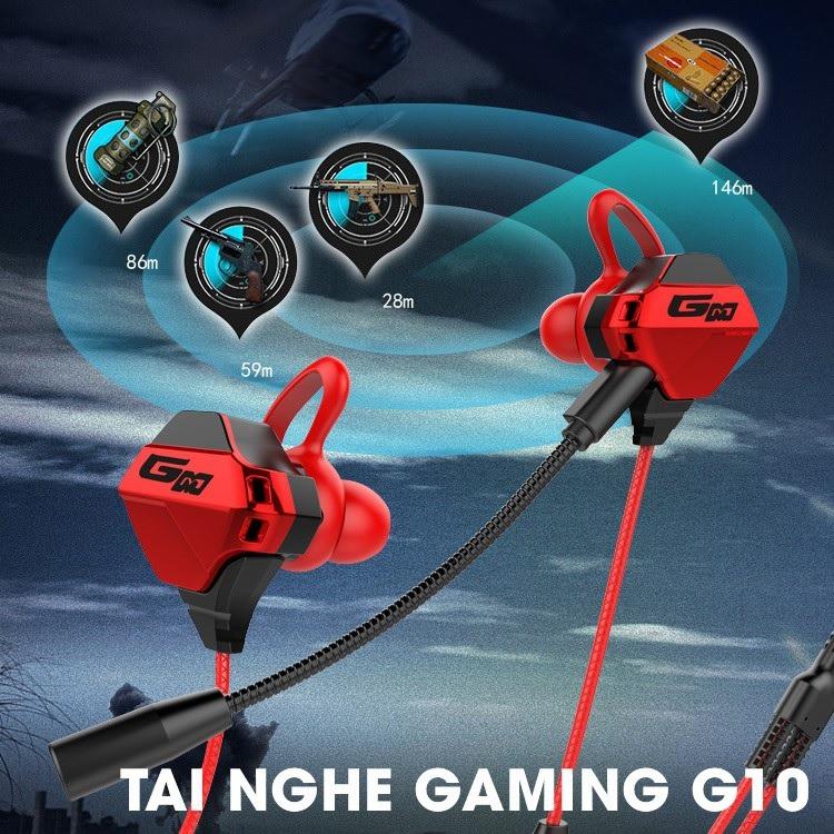 Tai Nghe Nhét Tai Gaming G10 2023 Chống Ồn Cao Cấp Siêu Ngầu Dùng Cho Cả Máy Tính, Điện Thoại, Có Mic Rời