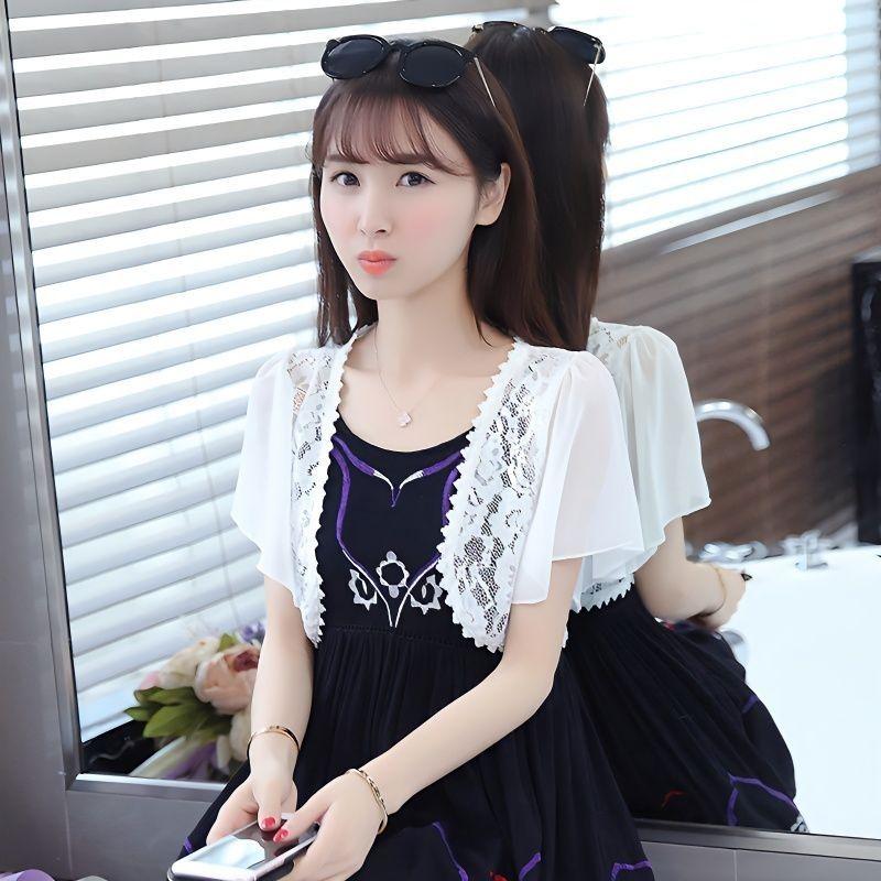 Khăn Choàng Voan Ren Mùa Hè, Áo Ghi Lê Nhỏ Áo Khoác Nhỏ Áo Dễ Phối Đồ Quần Áo Chống Nắng, Dài Ngắn, Hàng Mới Về 1