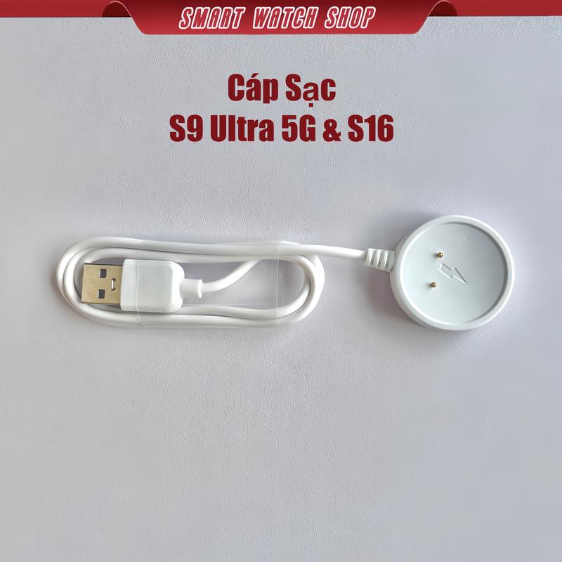 Cáp Sạc Đồng Hồ S9 Ultra 5G và S16, cổng sạc USB đầu sạc tròn 2 chân kim, bảo hành 6 tháng, hỗ trợ sạc nhanh