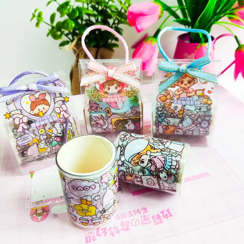 Sticker BOX Mini Washi Tape Solatip Roll Kode JH-SC Set Daily Manual Cute Pattern Decorative Tape Sticker  Gift CRAFT" 1