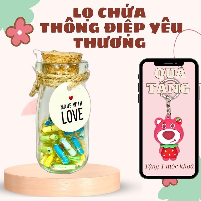 [TẶNG MÓC KHÓA] Lọ Điều Ước Chứa Đựng 50 Thông Điệp Yêu Thương Thay Lời Muốn Nói - Món Quà Kỷ Niệm Ý Nghĩa Tặng Bạn Bè, Người Yêu, Người Thân,...