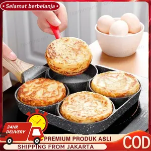 Fry Pan 4 Lubang Anti Lengket Teflon untuk Burger & Omellete Aluminium Alloy Premium Mudah Dibersihkan - Egg