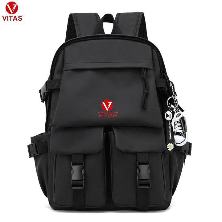 balo ULZZANG BASIC ( chống nước ) ( 2 khoá nhựa đen song song)( ko tặng kèm móc khóa giày) BL284 Đeo Vai Backpack Kem Nhung baloteen