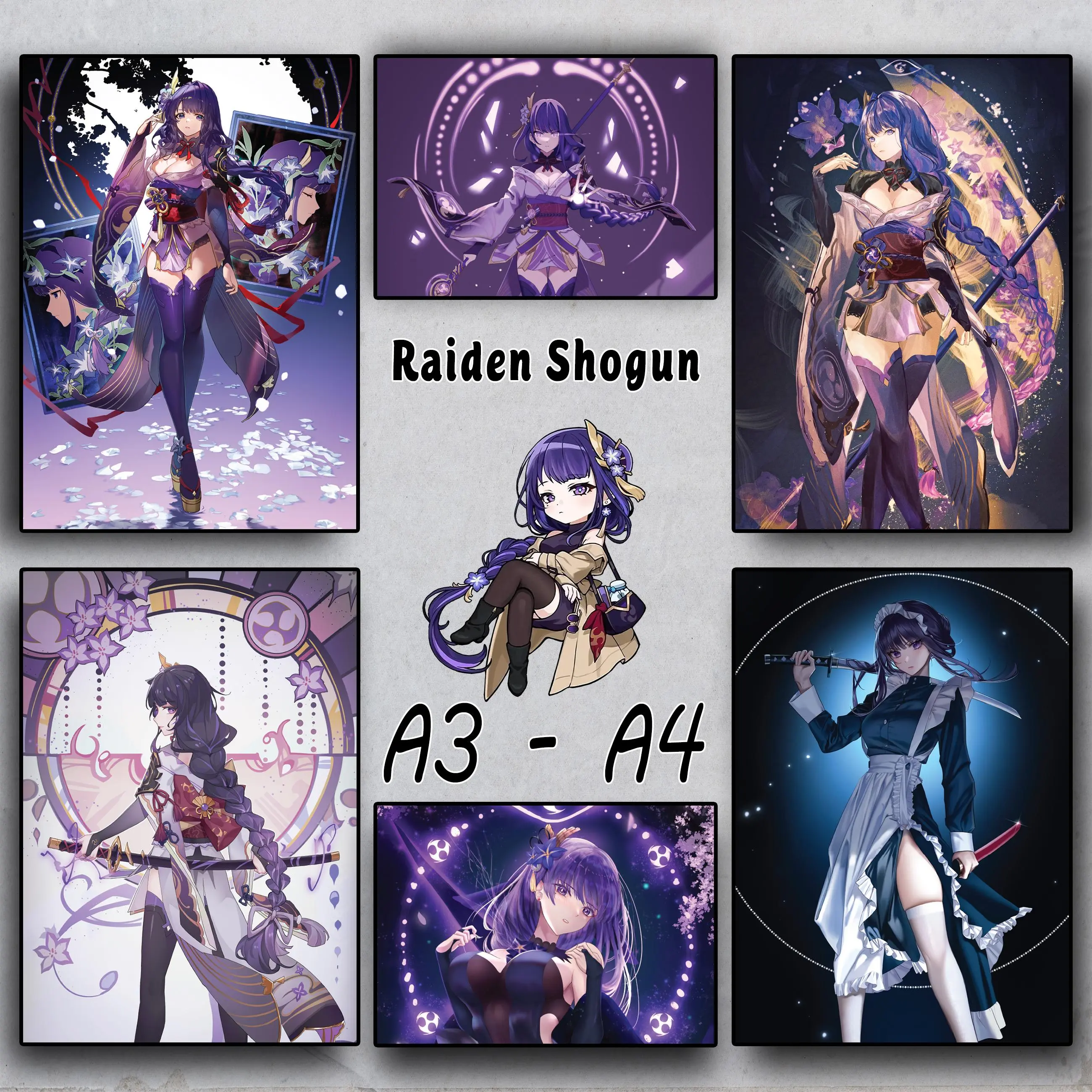 Raiden Shogun - Poster Anime - Dán tường | Genshin Impact
