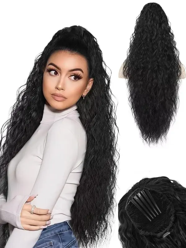 30 Inch Long Curly Ponytail Extension, Synthetic Hair Extensions for Women, Gorgeous Fluffy Hair Piece, Synthetic Hairpiece for Daily & Party Use, Hairextensions 0