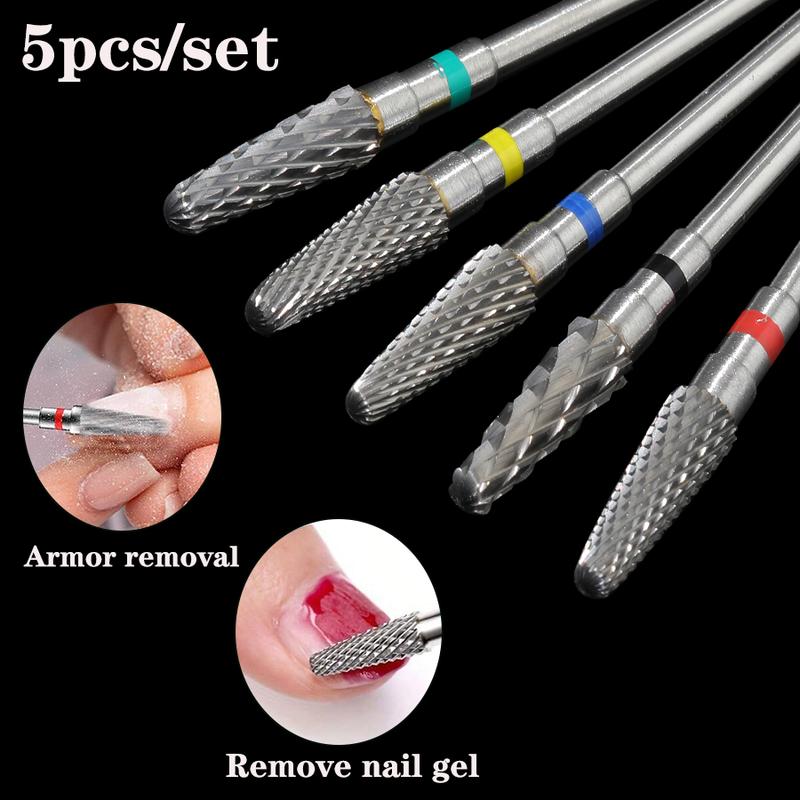 5PC Tungsten Nail Drill Bits Electric Manicure Drill For Machine Cutter Milling Burr Accessories Pedicure Tools Steel Cutics 0