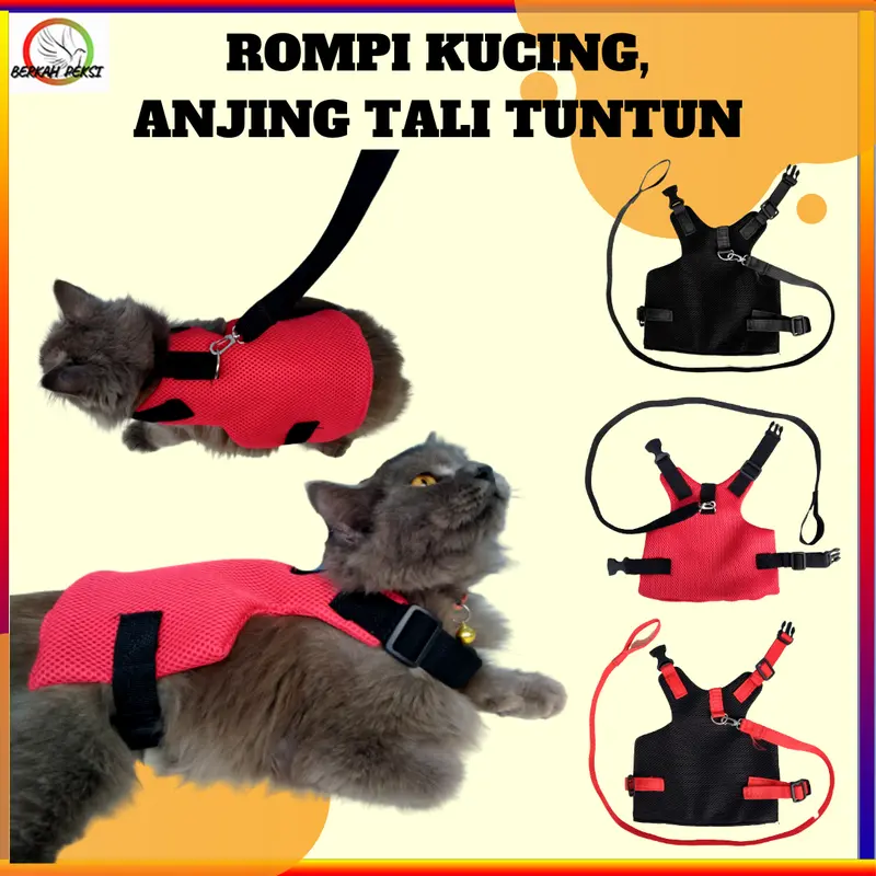 ROMPI TALI TUNTUN HEWAN PELIHARAAN UNTUK KUCING ANJING JALAN JALAN BAHAN NYAMAN 0