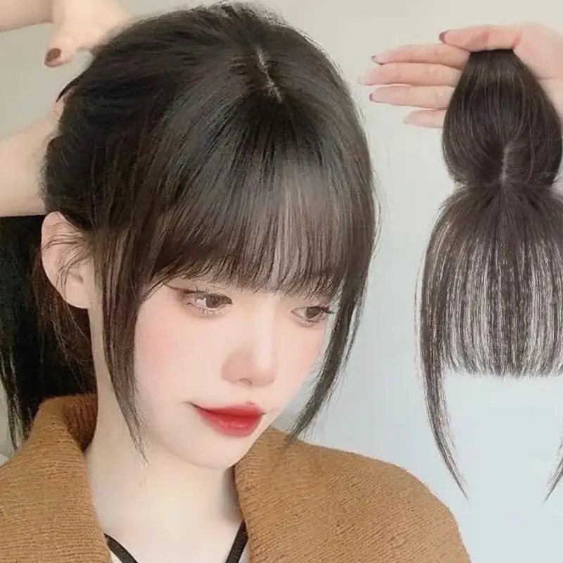 Tóc mái phủ đỉnh che hói 4D làm bằng tóc thật 100% 2