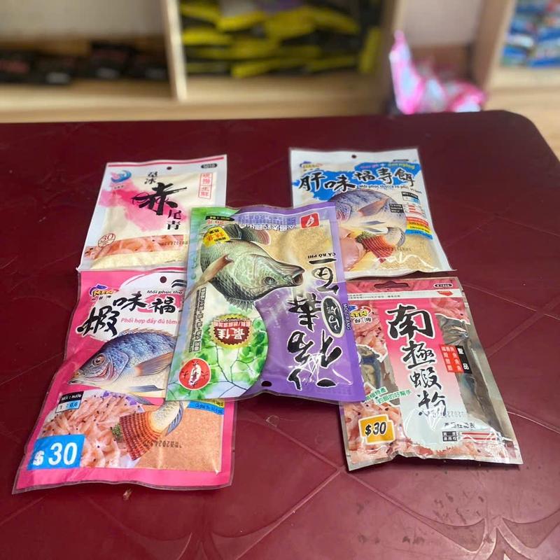 COMBO BỘ MỒI CÂU 10 GÓI HUYỀN THOẠI RÔ PHI TÍM ,RÔ GAN, RÔ TÔM ,TÉP TRẮNG,BỘT TÔM NTN Đi Câu Bắt Cá cám biệt Fishing Câu Cá Đồng Nữ cục máy mồi câu