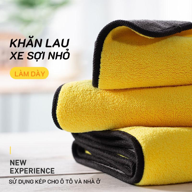lau ô tô, xe hơi, lau kính . lau tay , khăn tắm màu vàng, 2 lớp Microfiber mềm…