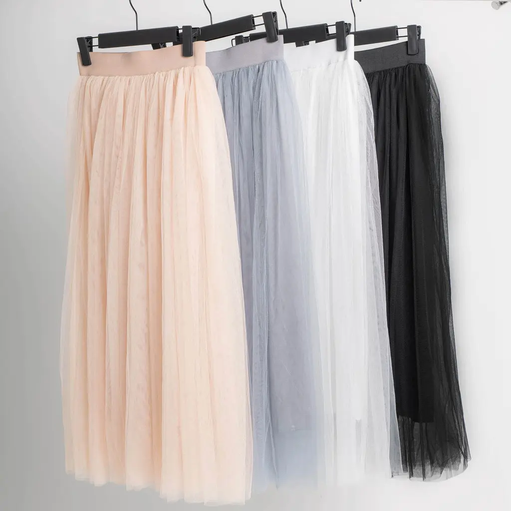[68cm-98cm][Lamoda] Princess skirt elastic high waist long mesh skirt Women's
