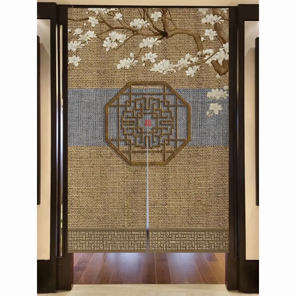 Rèm Thiền Trung Quốc, Rèm cửa Thiền Trung Quốc, Vải tùy chỉnh, Thích hợp cho gia đình, phòng ngủ, phòng Khách rèm trang trí, vách ngăn hành lang, phòng trà, rèm treo, không cần đục lỗ