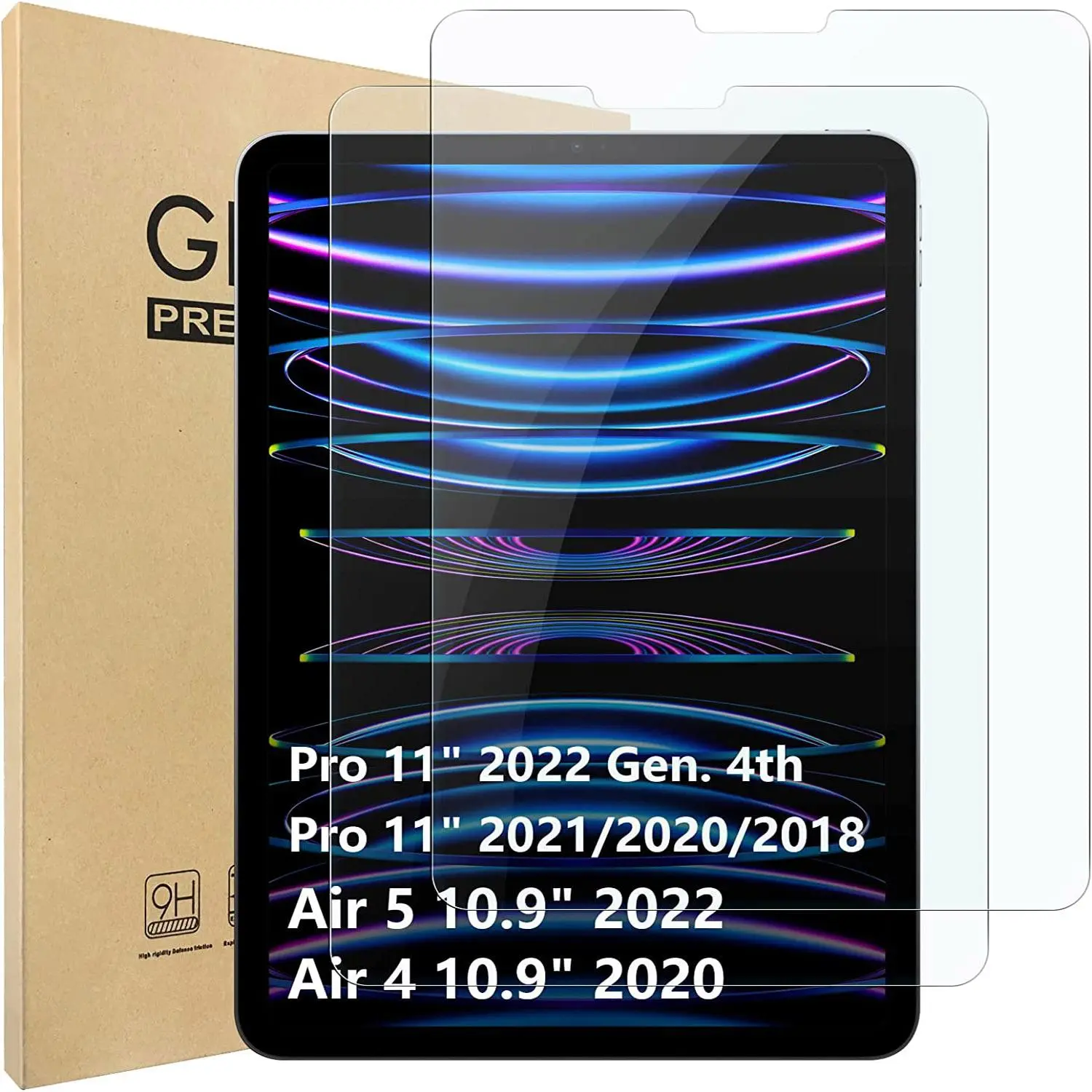 Tempered Glass Tablet Screen Protector, 2 Counts Tablet Screen Protective Film for iPad Pro 11 Inch, iPad Air 5 (2022), iPad Air 4 (2020), iPad Pro 6/5/4/3