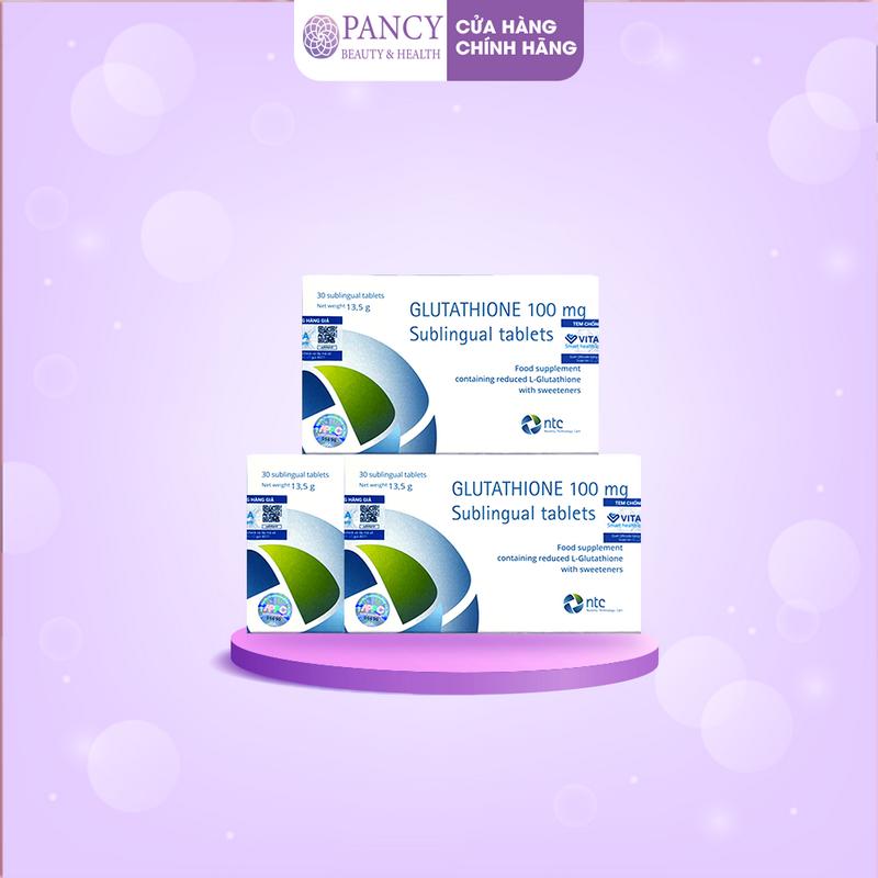 3 Hộp Viên Ngậm Glutathione 100mg - Hỗ Trợ Chăm Sóc Da Trắng Khỏe - Nhập Nhẩu Italy - PANCY