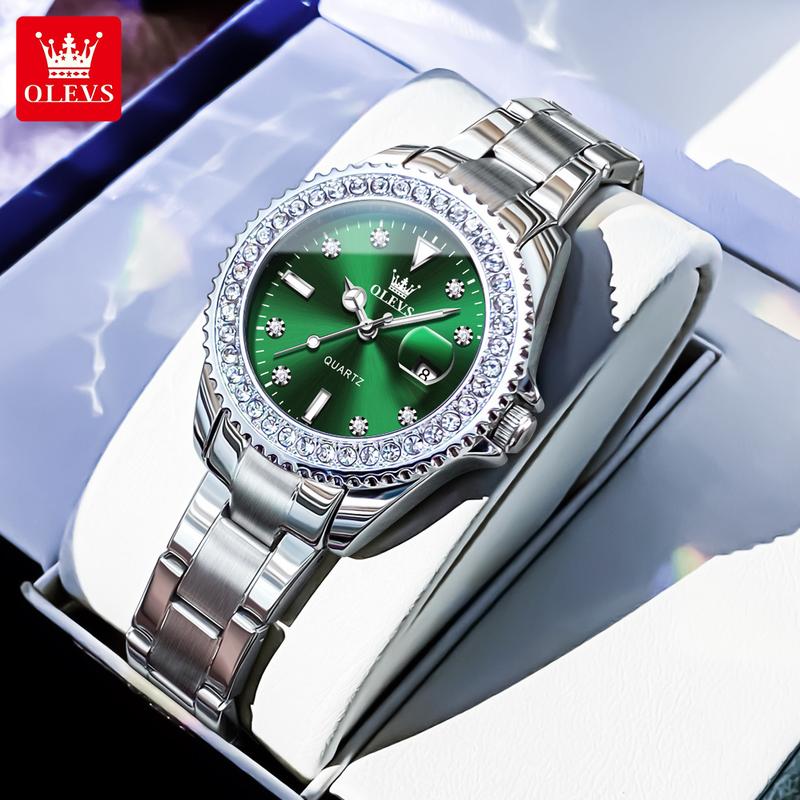  OLEVS Dồng Hồ Nữ tay dây đeo thép chống Đồng hồ đeo thấm nước đính đá nhân tạo thời trang cho nữ có hộp đựng Đeo Tay Ong Watch 9945 