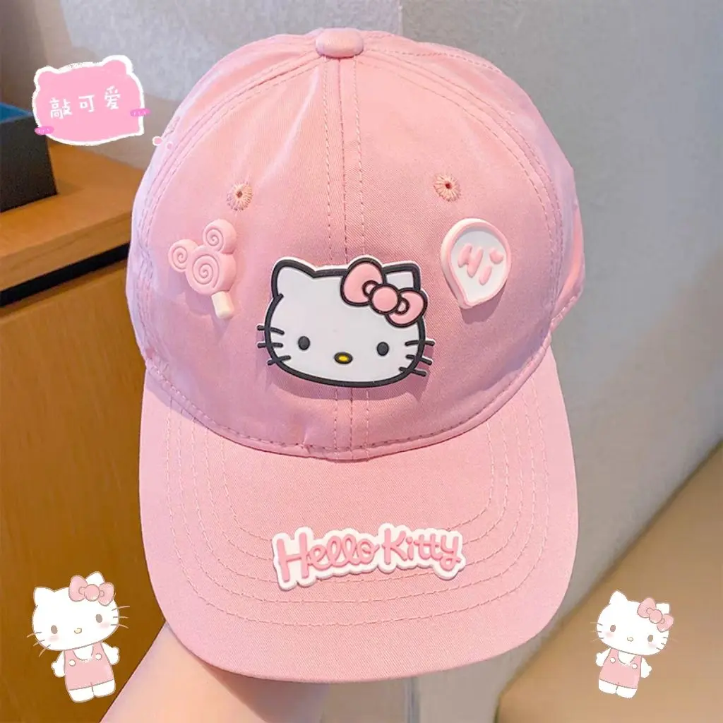 INS Phong cách đơn giản và tươi mới Mũ lưỡi trai Hello Kitty 2025 Mũ bóng chày trẻ em mèo Kitty đẹp mắt mới