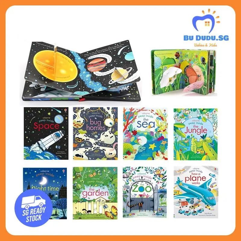 Original Product Wholesale 42 Titles Usborne Peep Inside Kids Toddler Books Baby Toy Book Coral Helicopter Space/Fairy Tales/Garden