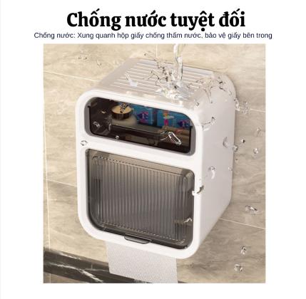 Hộp đựng giấy vệ sinh 2 tầng dán tường LSM chống thấm nước có ngăn kéo để đồ và kệ để điện thoại tiện lợi