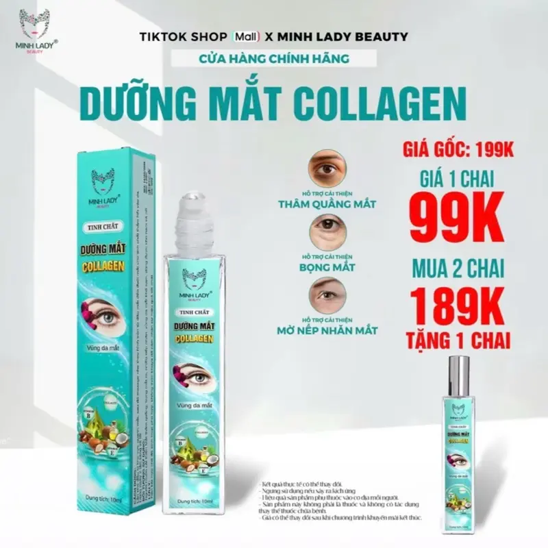 Tan Bọng Mắt,Khử Thâm Mắt,Xoá Vết Nhăn Đuôi Mắt, Tinh chất dưỡng-Cây Lăn Massage Mắt  Minh Lady  99K