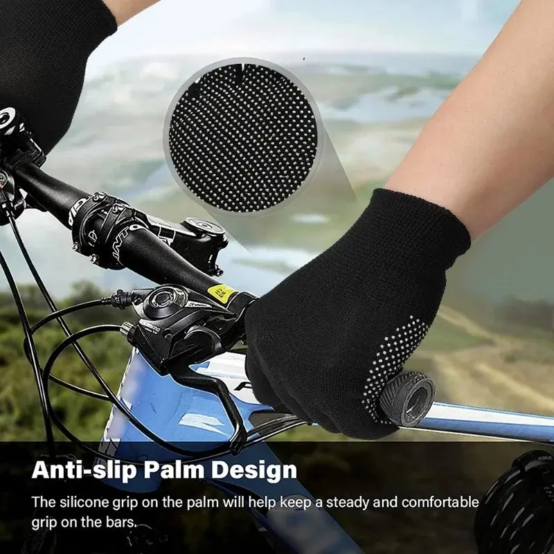 Găng tay nylon, mỏng và thoáng khí, chống trượt, thích hợp để đi xe đạp ngoài trời, an toàn, làm việc và làm vườn, găng tay nửa Ngón Tay Tương thích với màn hình cảm ứng, 1 đôi, JIAO2YUE