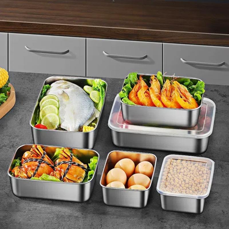 Product Introduction of Stainless Steel Food Storage Box, 3 Counts/set Food Storage Container with Lid, Food Storage Box for Home Kitchen Outdoor Picnic 3