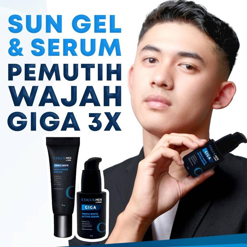 【2 Botol Lebih Hemat】Colus Men Giga Triple White Serum wajah Pria ...
