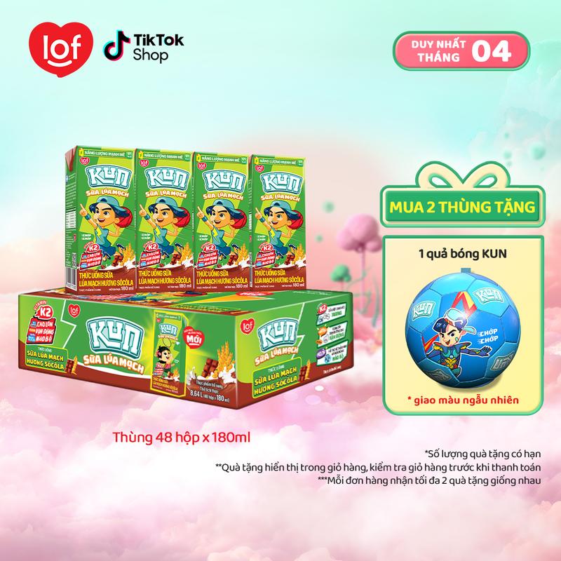 Kun TUDD vị socola lúa mạch thùng 48 hộp x 180ml-LS