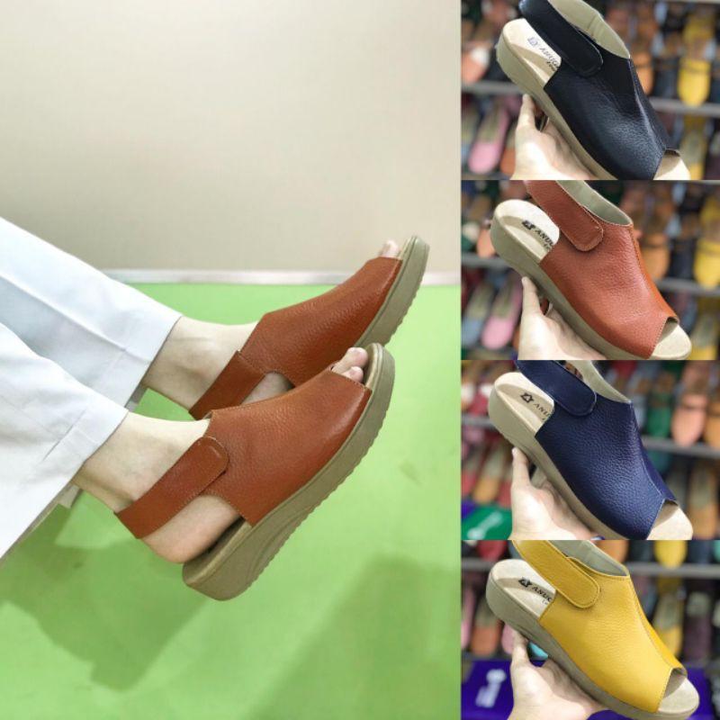 Sandal Tali Wanita Sandal Weges 3cm Kulit Papirut Garut Karet 5