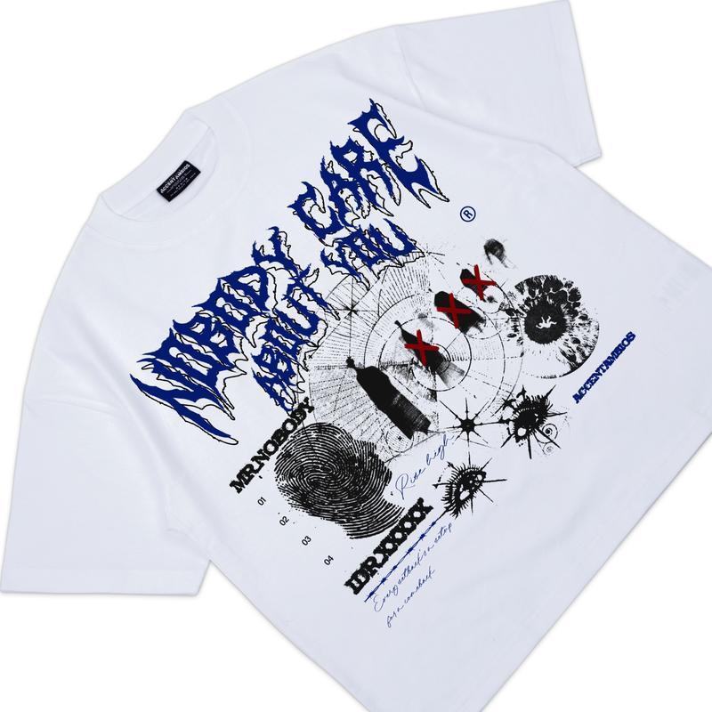 AccentAmbios Kaos Boxy fit d Tshirt Nobody Care White Santai combed printing Streetwear Crew-neck fashion unisex T-shirt Menswear Top Baju Pria 1