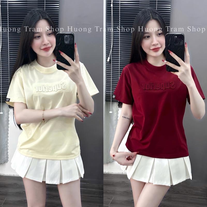 Áo Thun Babytee (35-55kg) cotton 4 chiều - Dập nổi SUPERIOR  , Form dáng ngắn , chất cotton mềm mịn mát , May bo cổ nẹp cầu vai , Hương Trầm Shop