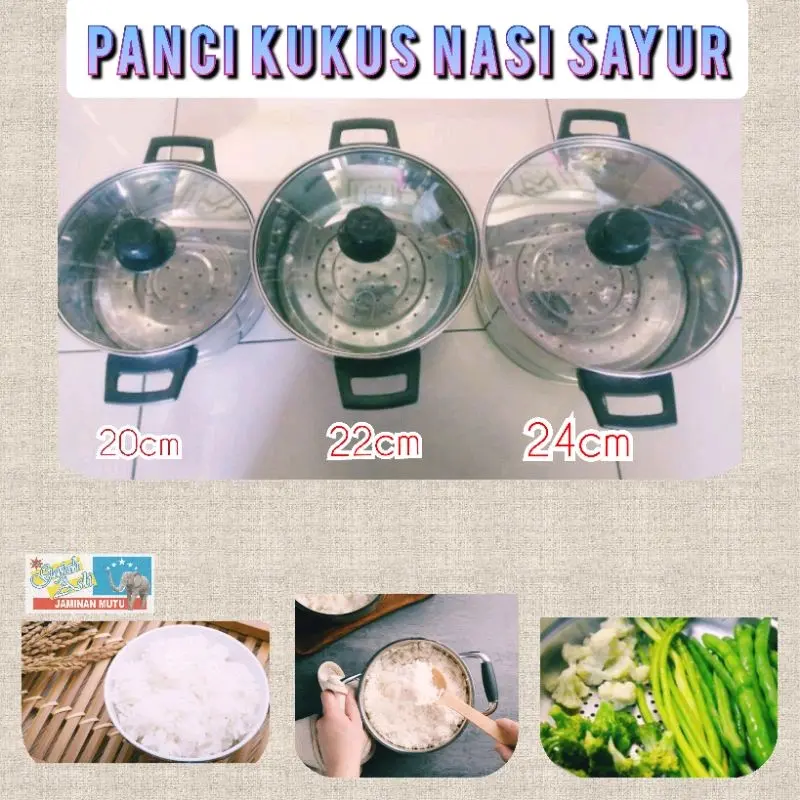 PROMO TERMURAH...!!! panci nasi/pengukus free entong nasi Dandang Nasi Stenlis              PANCI KUKUS      Plastik Alat Kitchenware