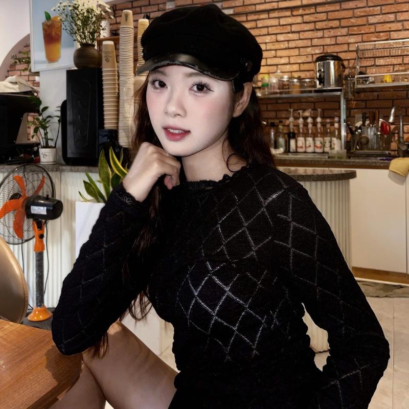 Áo thun xốp ren hoa MỎNG NHẸ cổ viền ren tay dài QC loại 1 cho nữ - Top Women | BigBuy360 - bigbuy360.vn