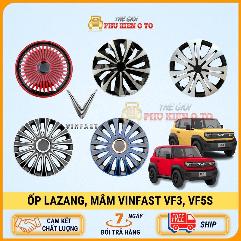 Combo 4 Ốp Lazang Có Logo Vinfast VF3 VF5 Size 16 Inch, Ốp Mâm Cho Các Dòng Xe Ô Tô Bánh 16inch, Tự Lắp Đặt Dễ Dàng Tại Nhà