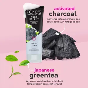 PONDS PURE BRIGHT FACIAL FOAM WITH ACTIVATED CHARCOAL & JEPANESE GREEN TEA 100Mg
