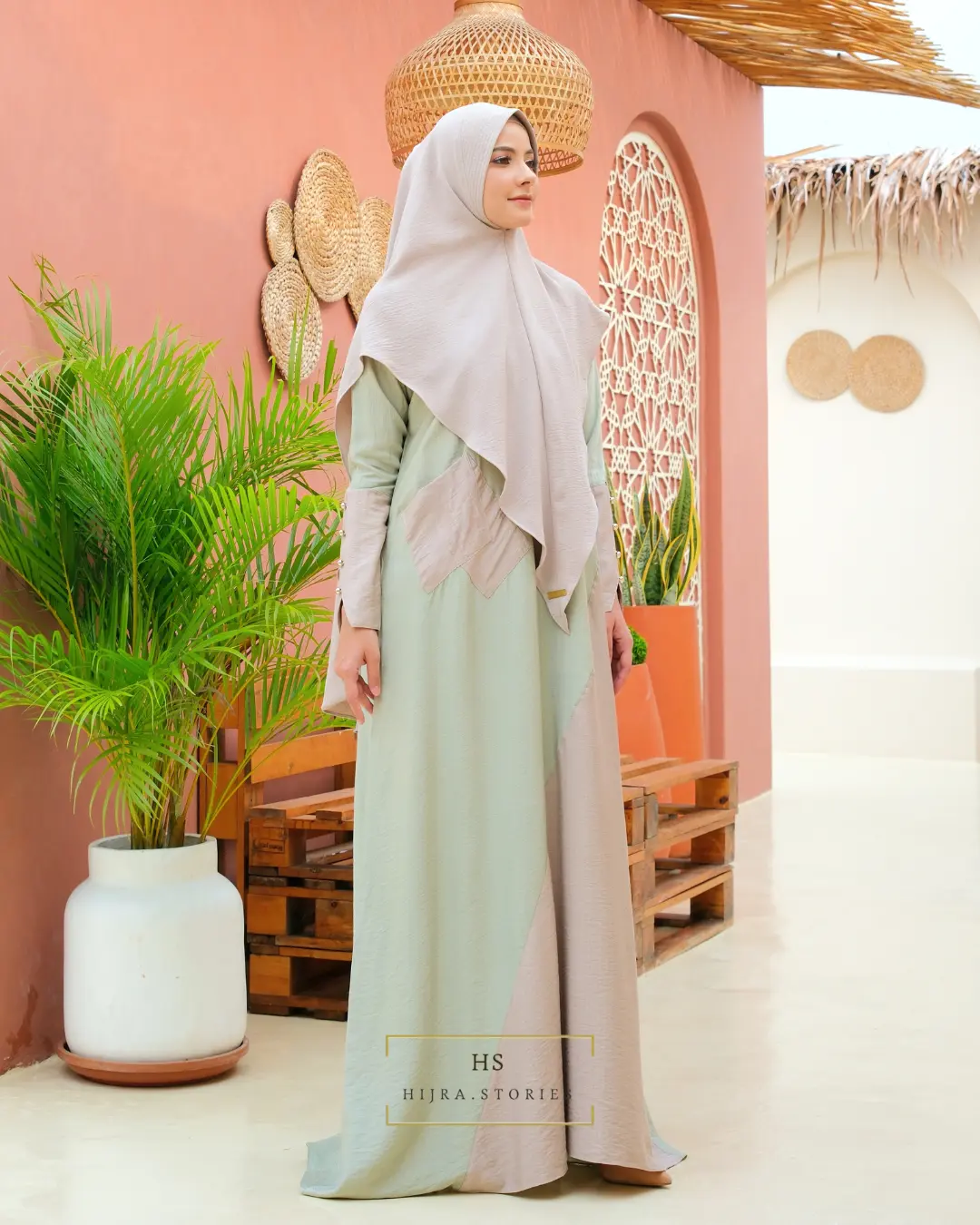 Ameena Abaya Linen Premium - Abaya Kombinasi Warna Polos Dress Cantik Gold Muslim Gamis Wanita