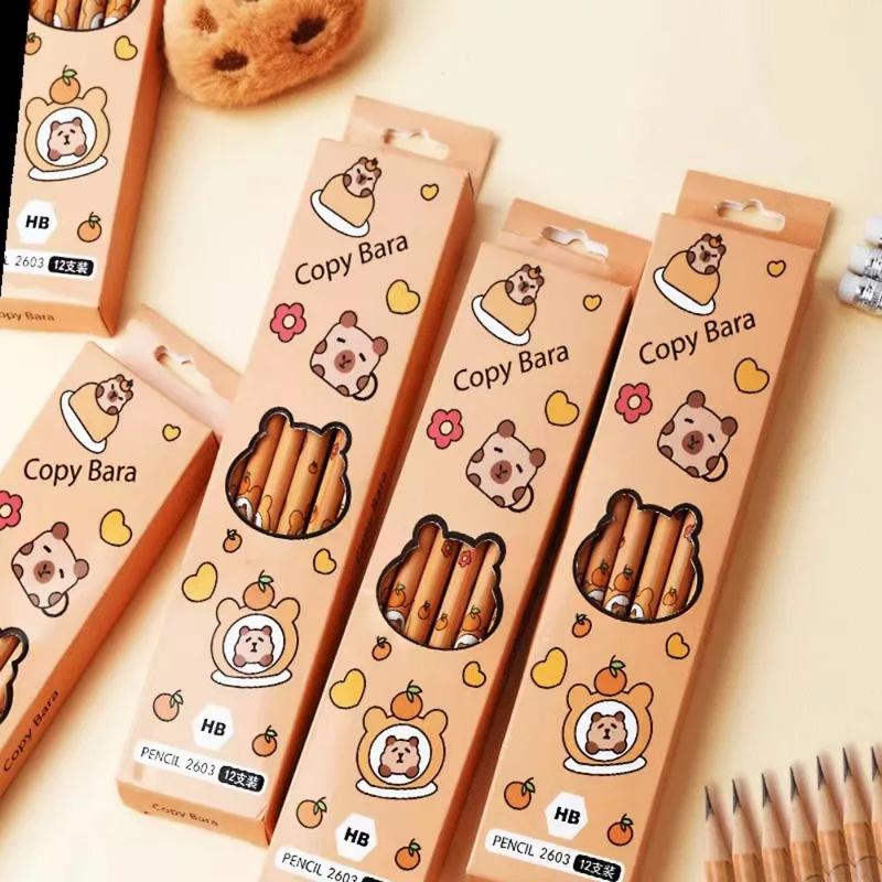 Product Introduction of Bút chì viết Capybara, 12 cái / Bộ, Thiết kế hoạt hình, Bút chì gỗ HB, Văn phòng phẩm vẽ, Thích hợp cho trẻ em và học sinh, Bút chì giải thưởng 17