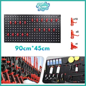 90cm×45cm Rak Dinding Untuk Penyimpanan Alat Semir Mobil Perkakas Termasuk Botol Semprot Mesin Poles