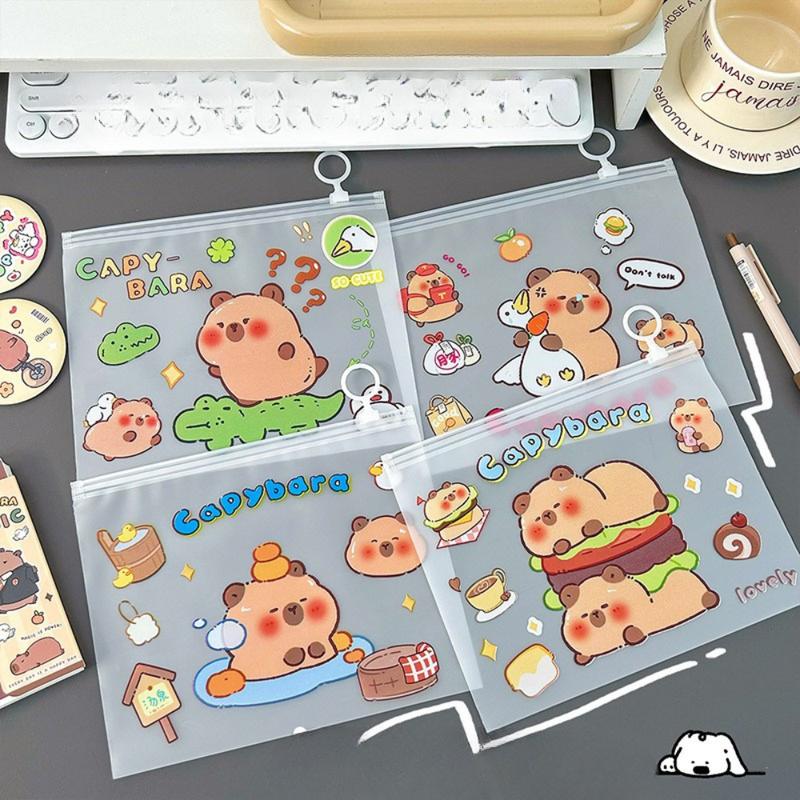  Túi zip đựng tài liệu nhựa Cabibara K165 túi đựng giấy tờ kèm khoá kéo cặp bảo vệ sách vở 21x17cm 