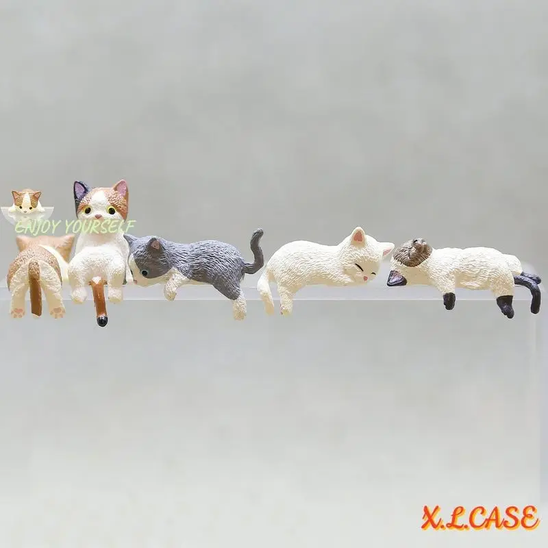 DIY kartun lucu 3D duduk hitam coklat putih tiga warna anak kucing aksesoris patung
