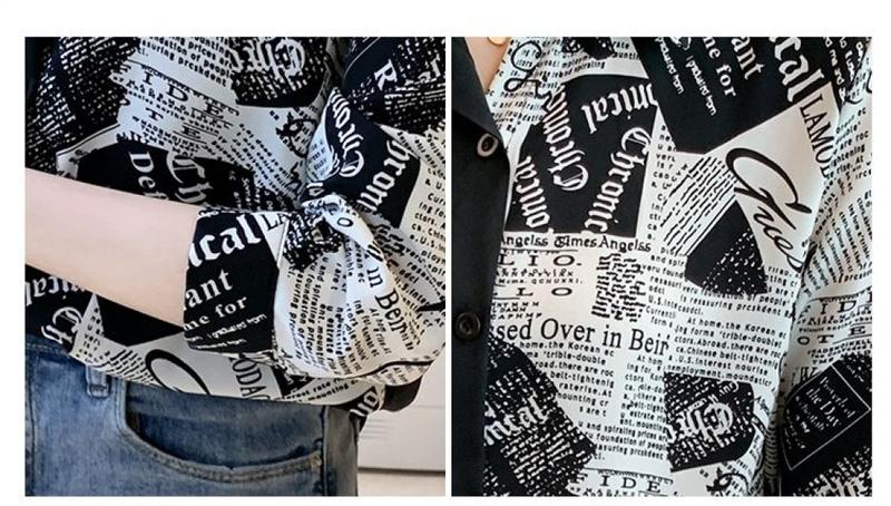 Product Introduction of Cross-Border Stitching Long-Sleeved Shirt Women's 2024 Spring and Autumn New Letter Printed Long-Sleeved Shirt 5
