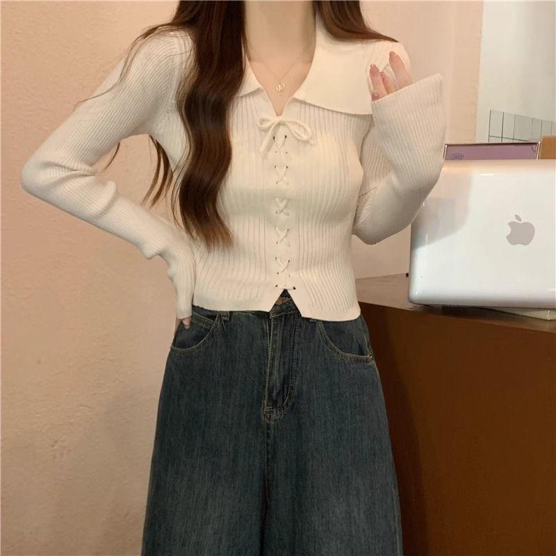 Product Introduction of Áo Len Dệt Kim, Dài Tay, Cổ Polo, Hàng Mới Về Mùa Thu 2024, Áo Len Mặc Trong, Ngắn Và Nhỏ, Có Thể Mặc Bên Trong Áo Len, Dành Cho Nữ, Thích Hợp Cho Mùa Thu Và Mùa Đông 21