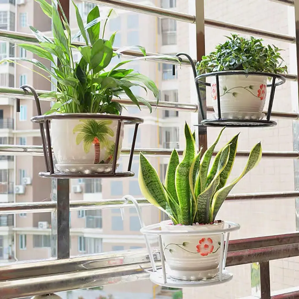 Giỏ Móc Treo Chậu Cây Hoa Ban Công Cửa Sổ Làm Bằng Sắt Loại Dày Sơn Tĩnh Điện Chống Han Rỉ Kích Thước Lớn 22x12x18 cm