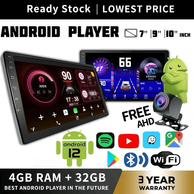 AUDIO MOBIL HEAD UNIT ANDROID 12 RAM 4/32 GB + KIPAS PENDINGIN KUALITAS SUPER PREMIUM BERGARANSI Bluetooth Car