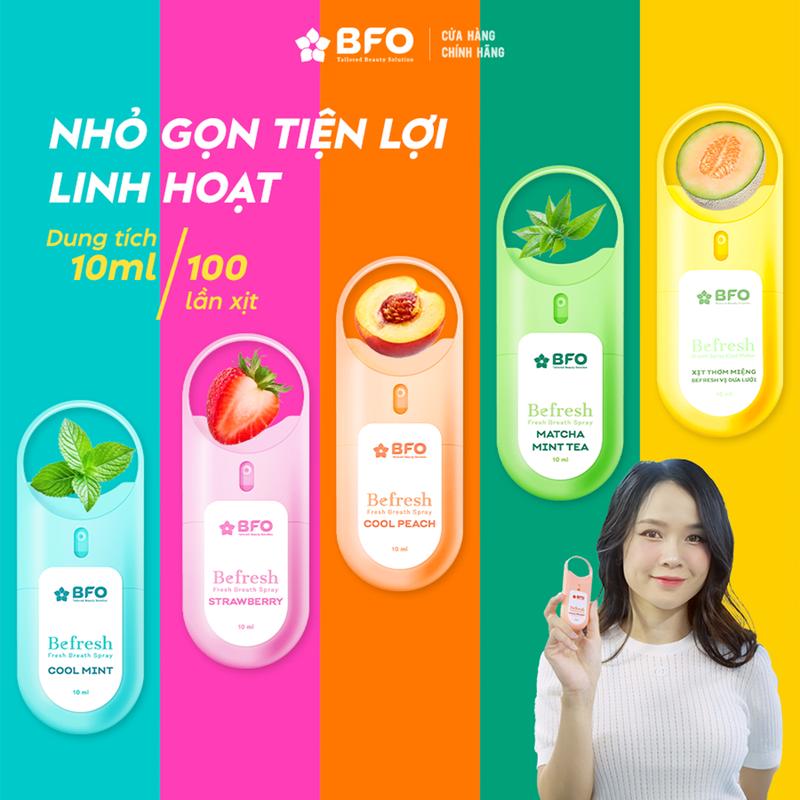 Xịt Thơm Miệng BFO Befresh 10ml Hương Trái Cây Tự Nhiên Lành Tính Công nghệ Anh Quốc Cho Hơi Thở Thơm Mát | Xịt Miệng