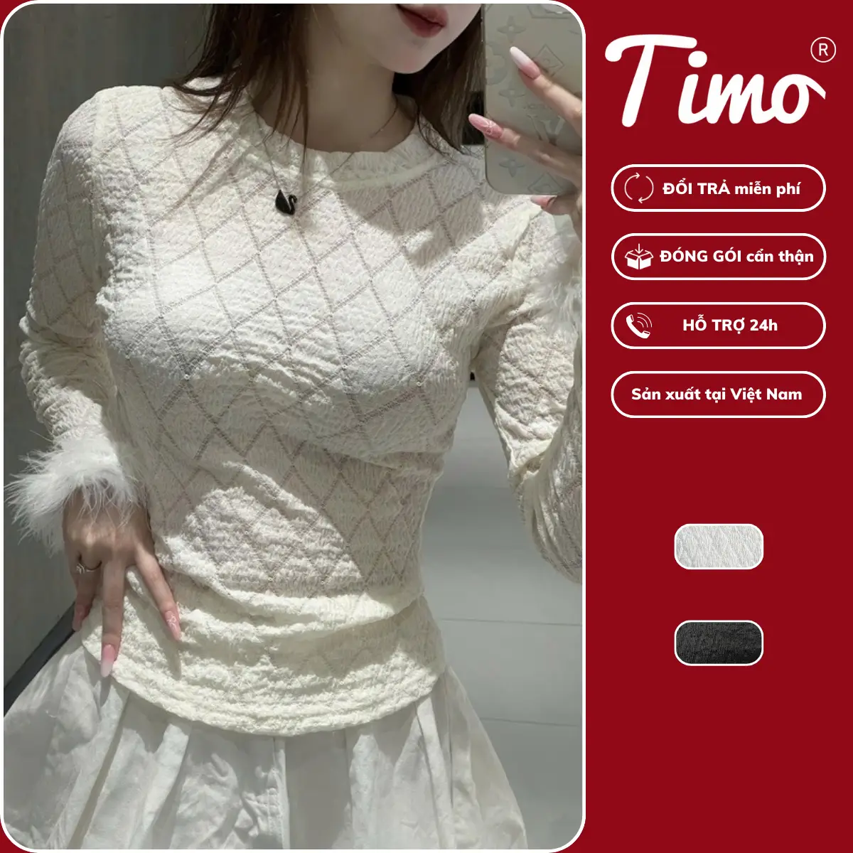 [TOP BÁN CHẠY] Áo thun ren nữ - [ÁO REN MỎNG] - Áo thun ren nữ - Áo cổ tròn hoặc Áo lệch vai, tay phối lông cách điệu chất thun xốp mềm mịn co dãn hot trend AOT195