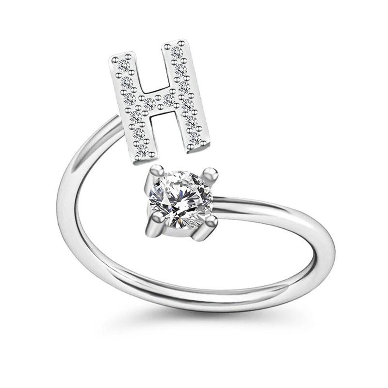 Fashion Exquisite Simple 26 Initial Letter Adjustable Ring Women Friendship  Gift #314211 7