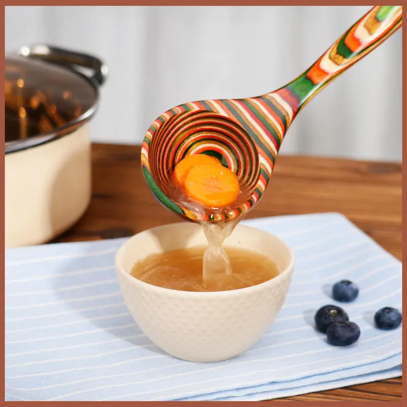 Wooden Soup Spoon,  1 Count Heat Resistant Colorful Kitchen Scoop, Thickened Wooden Kitchen Utensils, Household Cooking Utensils 7